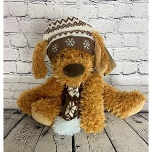 Hugfun Puppy Dog Plush with Ski Hat and Scarf 14" Stuffed Animal